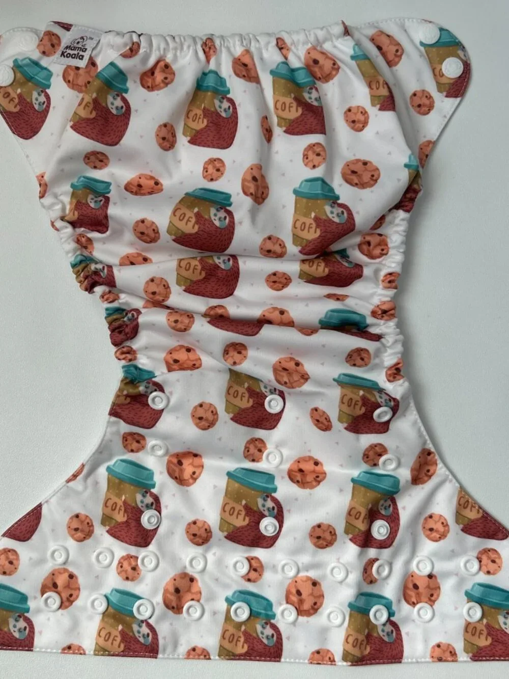NEW Mama Koala Pocket Cloth Diaper OS Coffee Sloth Cookie No Insert